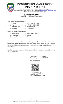 Pernyataan Desa Bukit Peninjauan II tidak Korupsi 